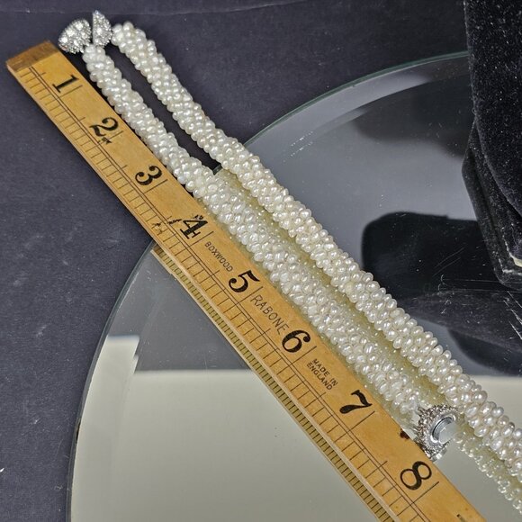 Authentic Freshwater Pearl Necklace And Bracelet Set Diamond ? Clasps VTG Read - Picture 12 of 13